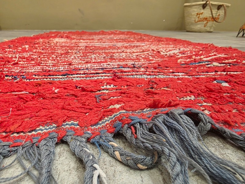 Moroccan Handmade Vintage Runner Carpet 2'9x6'1 Berber Red Wool Rug gallery