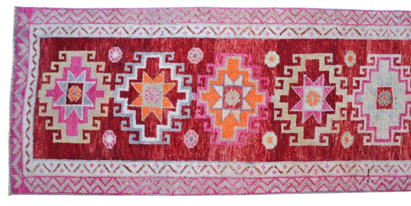 Vintage 1970s Turkish Rug Runner 2.7x13.3 ft | Handmade Anatolian Wool Runner Ru gallery