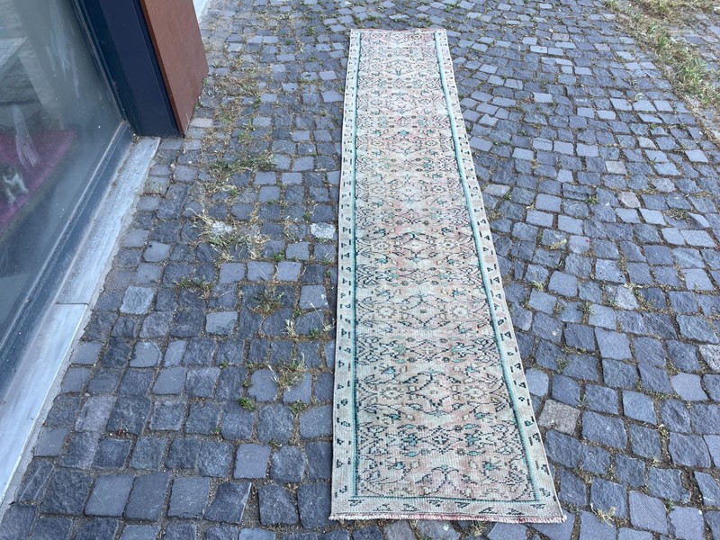 Bohemian Runner Rug, Turkish Vintage Rug, Handmade Wool Rug, 2,0 x 10, ft gallery