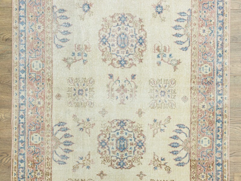Extra-Long Turkish Oushak Runner 4x22.9 ft – Cream Blue – Quiet Luxury Decor gallery