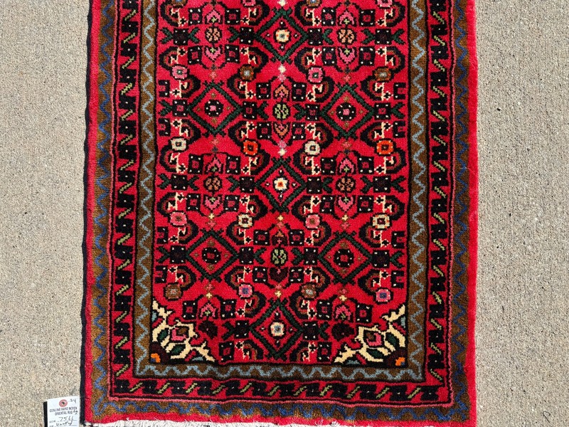 2x13 LONG NARROW ANTIQUE RUNNER RUG handmade handwoven fine wool red clean real gallery