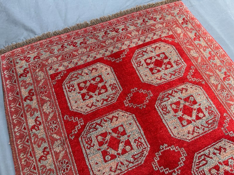 Vintage Turkmen Ersari Rug, Soft Pile, 2'8 x 3'10 ft Bathroom, Red Wool Area Rug gallery