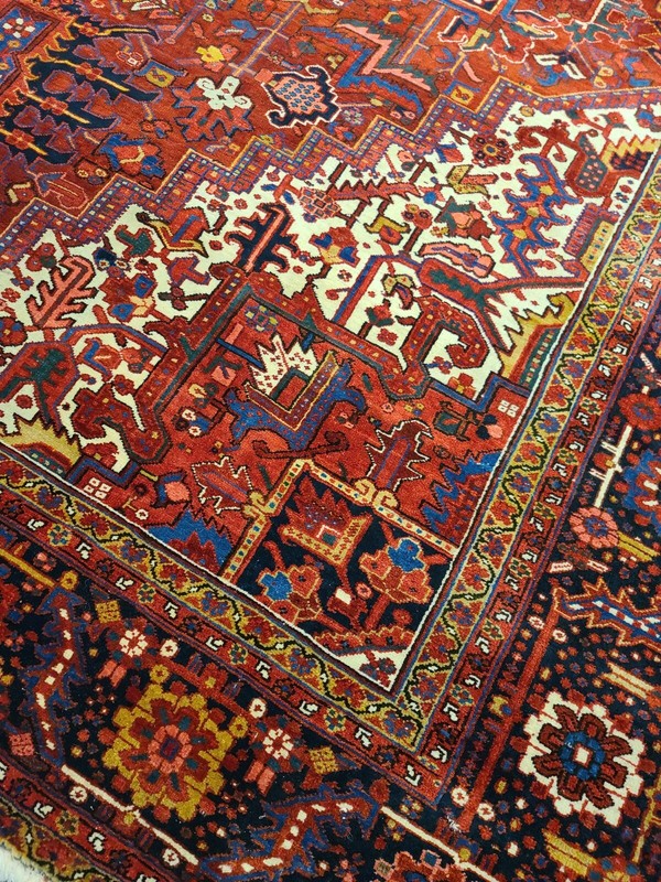 Antique handwoven authentic traditional herize design size 11'3"x15'7"cir1930s gallery