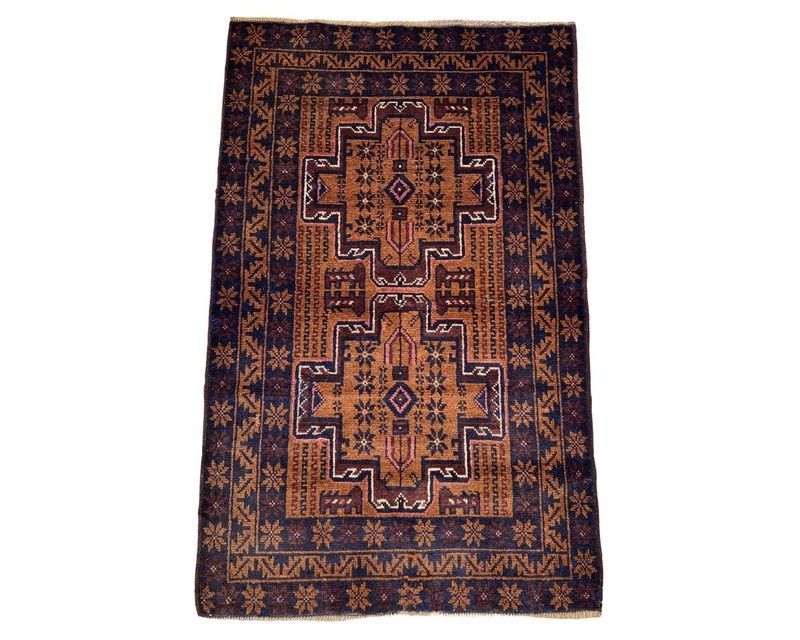 Vintage Hand knotted Tribal Baluchi wool rug 2'10 x 4'5 ft - Nomadic Carpet gallery