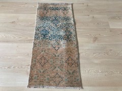 Brown rug, Turkish rug, Vintage small rug, Wool rug, Doormat rug, 1.3 x 3.1 ft