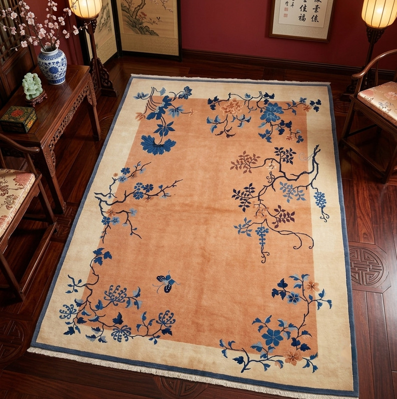 9×12ft Handmade Chinese Art Deco Rug Floral Wool Area Rug Oriental Vintage Decor gallery