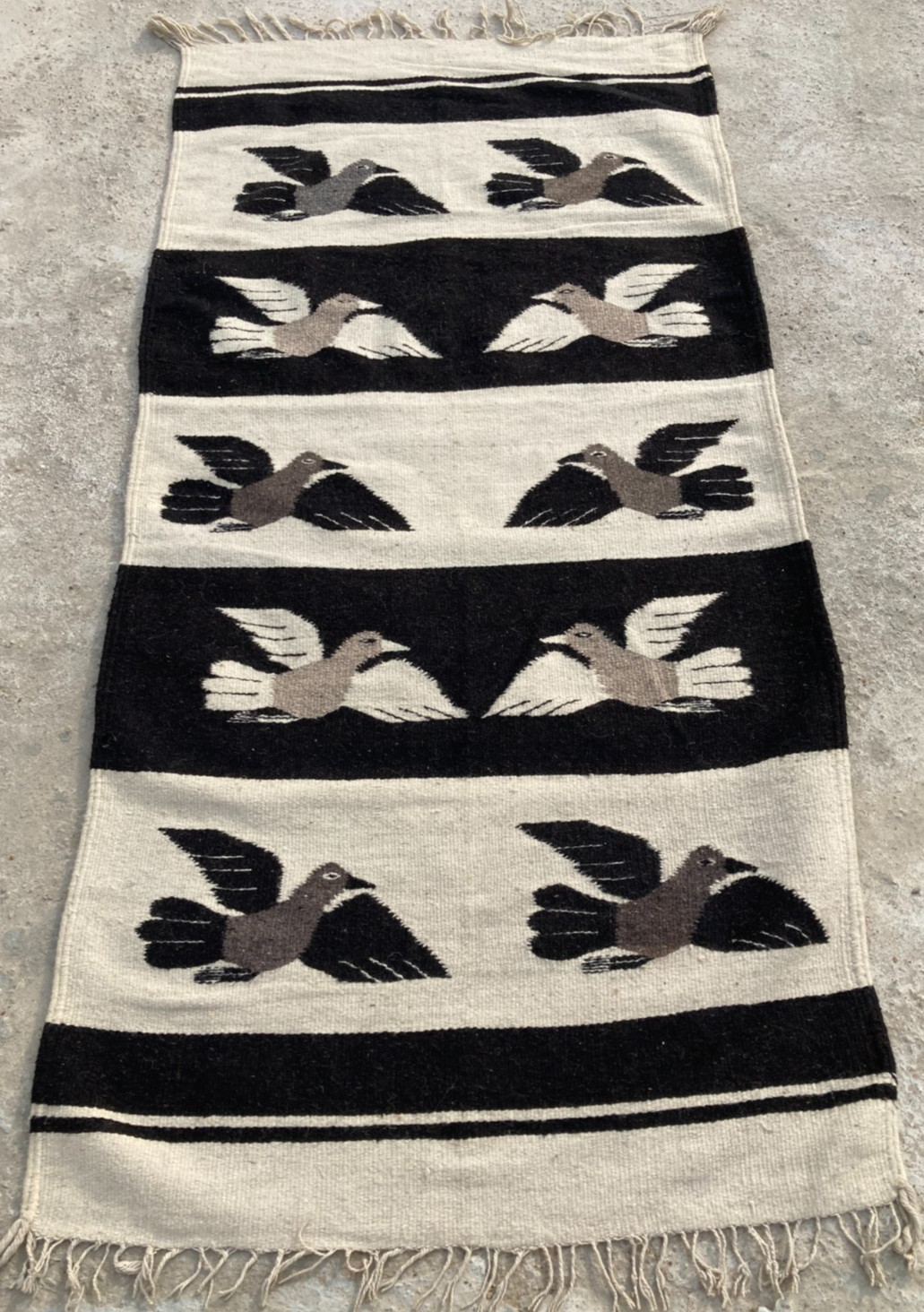 Vintage Handmade Mexican Zapotec Wool Kilim Rug 161x77 cm gallery