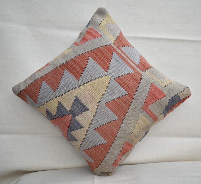 16''x16'' Decorative Handmade Turkish Kilim Pillow Cover Sofa Rug Cushion Cover gallery