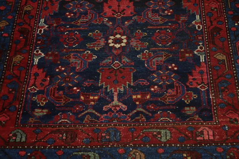 Antique Vegetable Dye Blues Wool Hand-knotted Traditional 16 ft Runner Rug 4x16 gallery