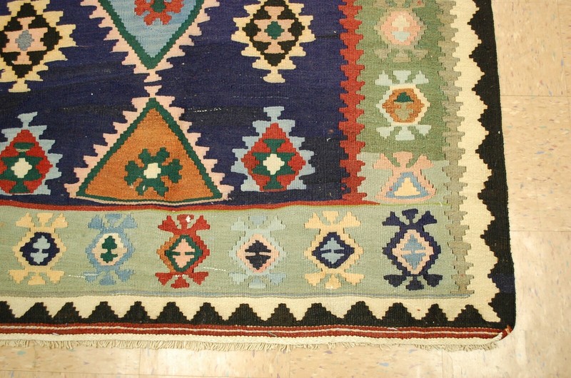 OLD,ANTIQUE VEGY DYE CAUCASIAN KILIM FLAT WOVEN RUG 5'4" x 14'5" RARE SIZE gallery