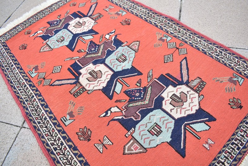 Afghan Soumak Rug 25'' x 38'' Afghan Fine Quality Rug Maliki Soumak Wool Rug gallery