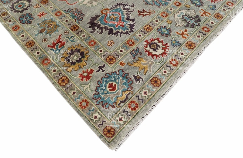 Handknotted Gray Multi Floral Geometric Rug 8x10 ft gallery