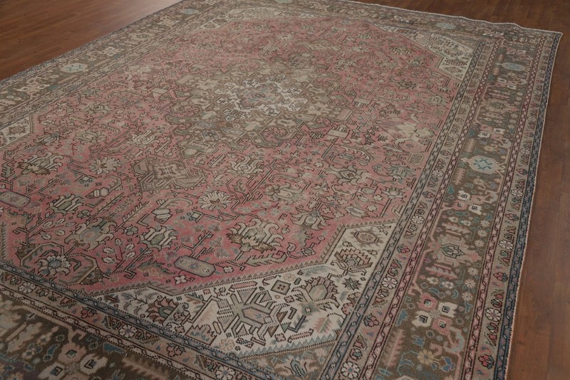 Distressed Pink Area Rug 9x13 Traditional Hand-knotted Wool Vintage Carpet gallery