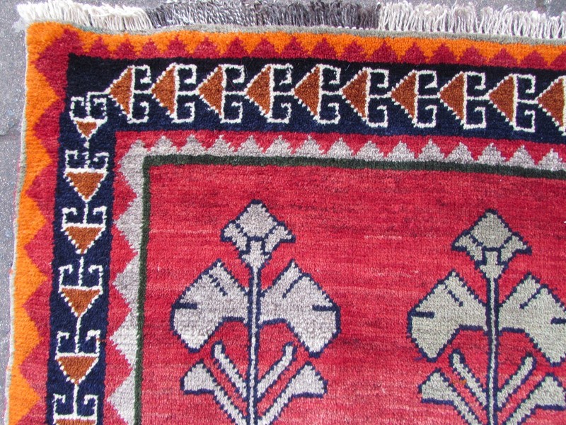 Vintage Traditional Hand Made Oriental Red Wool Gabbe Rug 195x125cm gallery