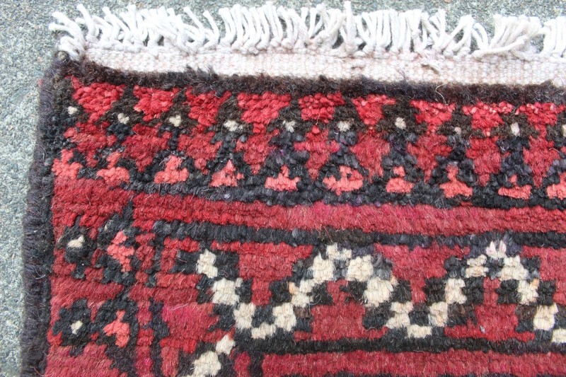 Vintage Hand Made Traditional Rug Oriental Wool Red Small Rug 72x52cm gallery