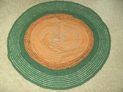 Vintage Hand Crocheted Rug 37″ Diameter Farmhouse Primitive