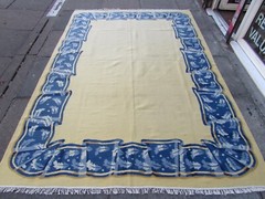 Vintage Kilim Traditional Hand Made Oriental Yellow Wool Large Kilim 257x180cm