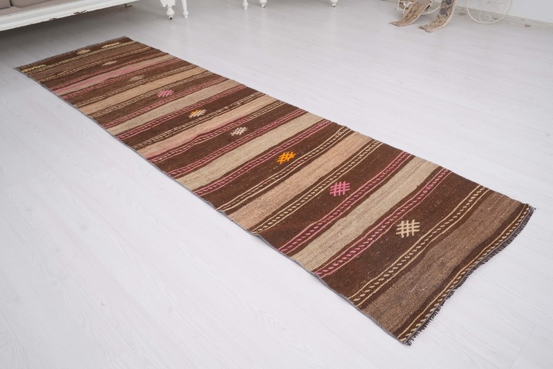 Vintage Turkish Kilim Runner Rug 3x9 Handmade Antique Farmhouse Carpet 174 gallery