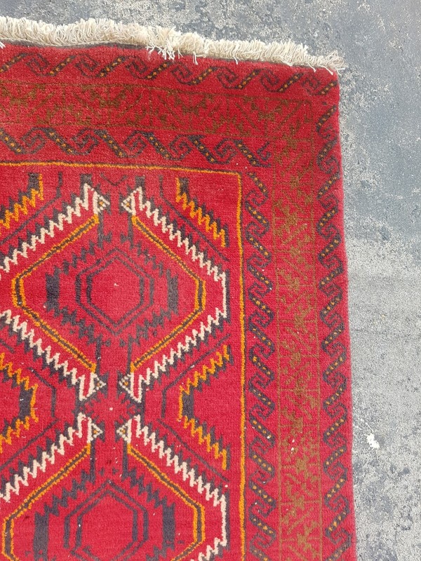 Vintage Hand Made Traditional Rug Oriental Wool Multicolor Carpet 223x56 cm gallery