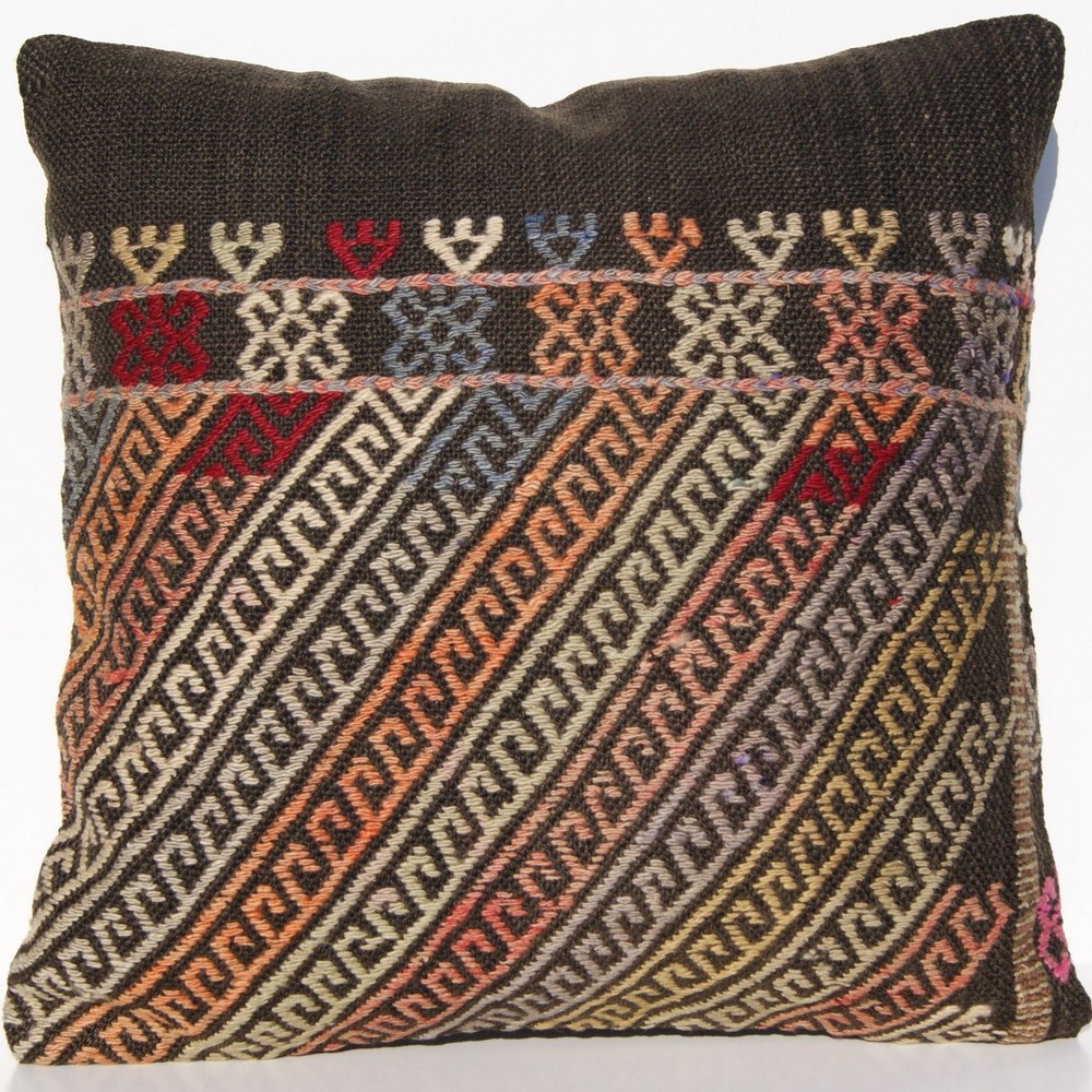 1. Vintage Handwoven Kilim Pillow Ethnic Pattern Decorative Cushion 20"x20"