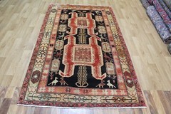 VINTAGE HANDMADE PERSIAN ORIENTAL LANKARAN RUG WITH TRIBAL MOTIFS 227 X 135 CM