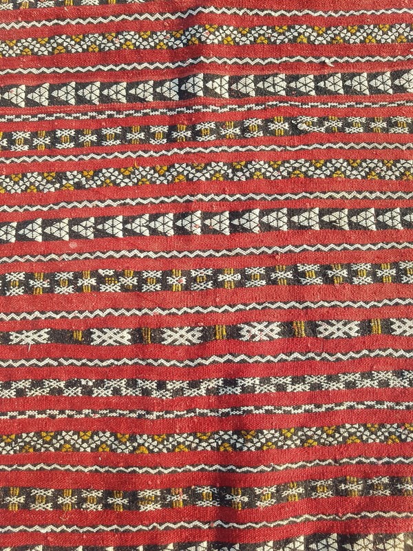 Fine Vintage Traditional Hand Made Oriental Wool Red Kilim Rug 173x113cm gallery