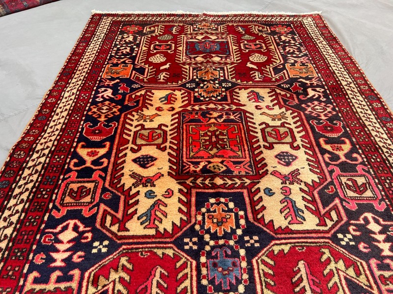 4.3x10.1 ft Vintage Afghan Hand Knotted Persian Style Wide Runner Rug, Entry Rug gallery