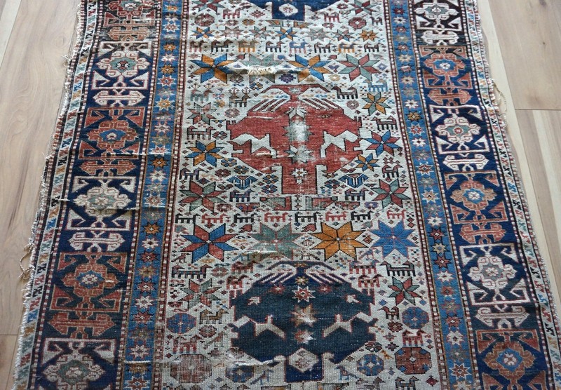 Antique Caucasian Shirvan Rug 4'x5'5" gallery