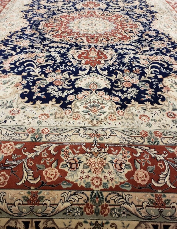 Chines Rare 9 X 12 Wool Elegant Tabrizz Oriental Area Rug Knotted Blue . gallery