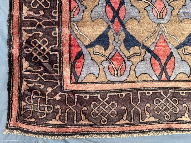 4'6 x 6'5 ft Antique Afghan Hand-Knotted Tribal Wool Rare Faded Geometric Rug gallery