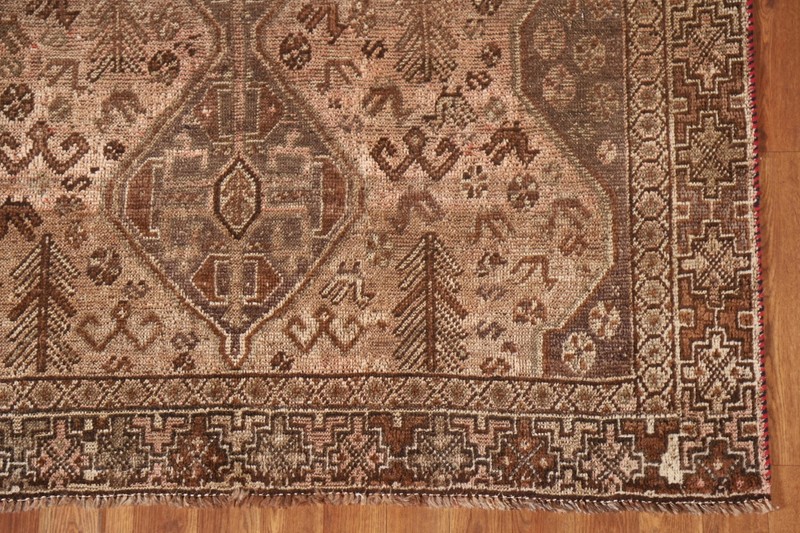 Antique Rug 5x6 ft.Pre-1900 Qashqai Geometric Oriental Handmade Home Décor Rug gallery