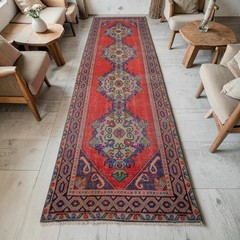 Turkish Rug Runner Hand Made Short Hallway Rug Kitchen Decor Rug 3×10 ft approx
