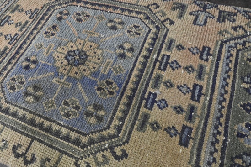Vintage Turkish Runner Rug 2x11ft Wool Anatolian Handmade Hallway Oushak YELLOW gallery