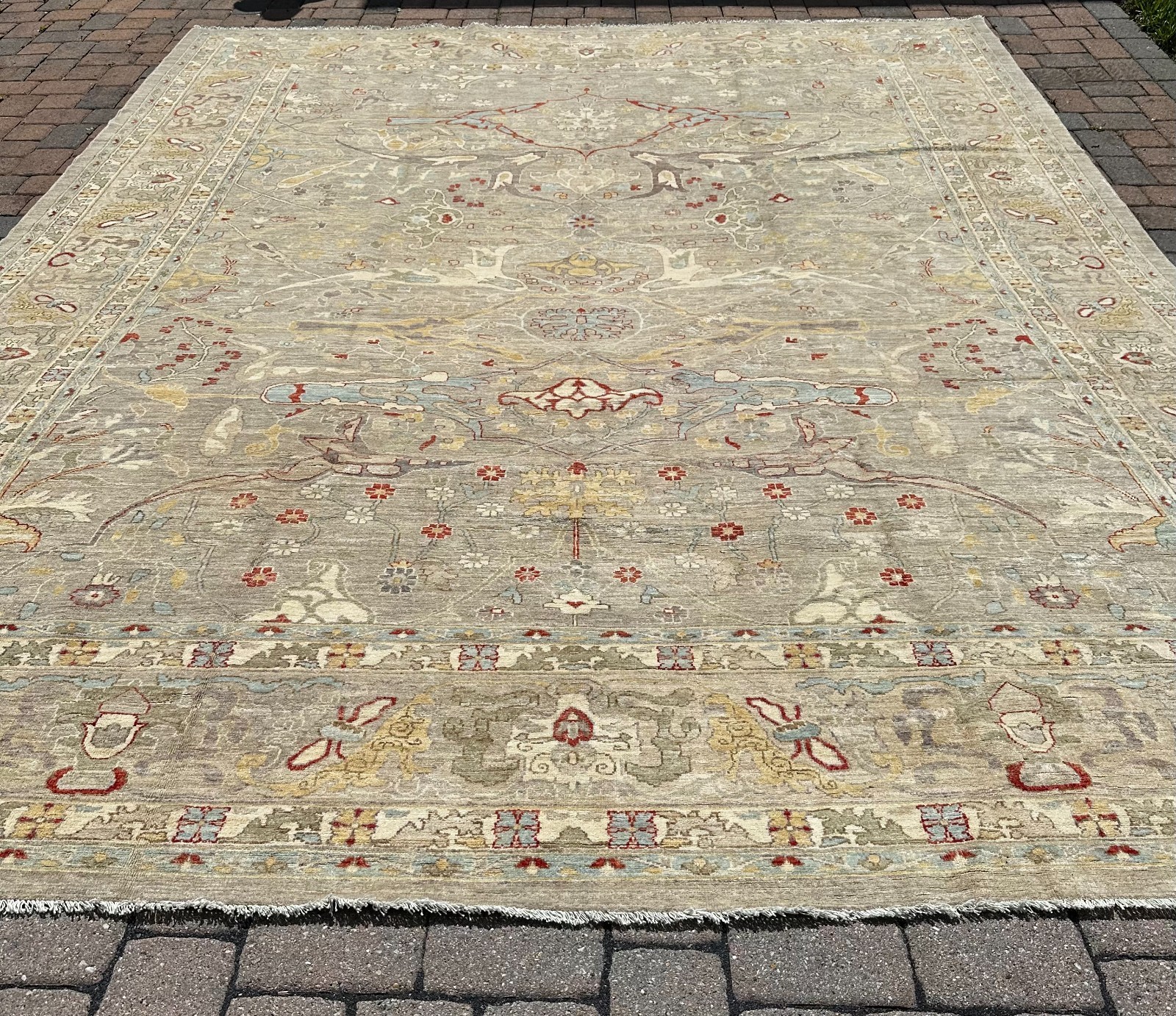 New Modern Afghan Oushak Handmade Rug, Muted Allover Abstract Design, 12x15 gallery