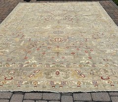 New Modern Afghan Oushak Handmade Rug, Muted Allover Abstract Design, 12×15