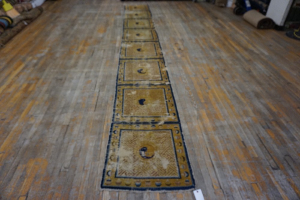 3X16 Antique Chinese Ningxia Wool Area Rug 1850