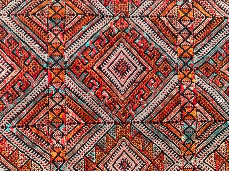 Vintage Handmade Kilim: Moroccan Sabra Kelim, Wool Area Carpet 4x8 ft gallery