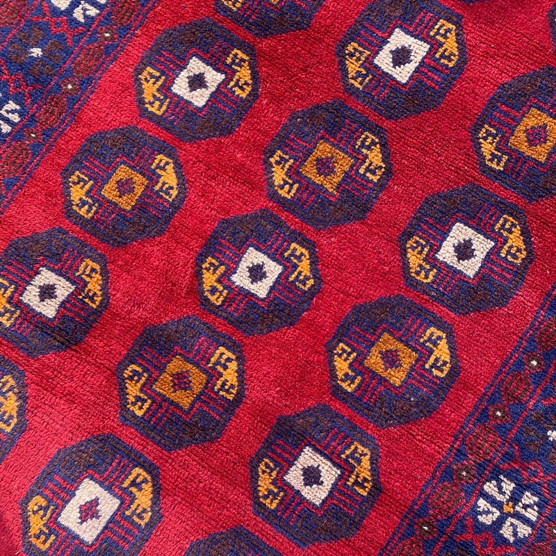 Handmade Red Afghan Accent Rug, Geometric & Tribal Design, 100% Camel Hair, 4x7 gallery