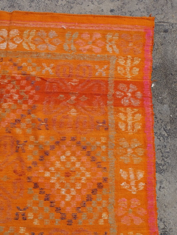 Vintage Handmade Turkish Tribal Wool Kilim Rug Carpet 188x164 cm gallery
