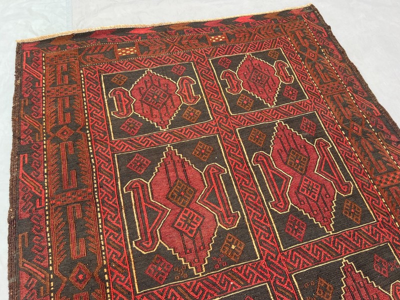 Vintage Afghan Rug 3'10x8'6 ft Handwoven Sumak Kilim Tribal Wool Runner Carpet gallery