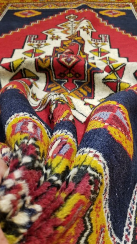 Beautiful Vintage 1940-1950s Natural Dye Wool Pile Rug 4’1” x 6’7” gallery