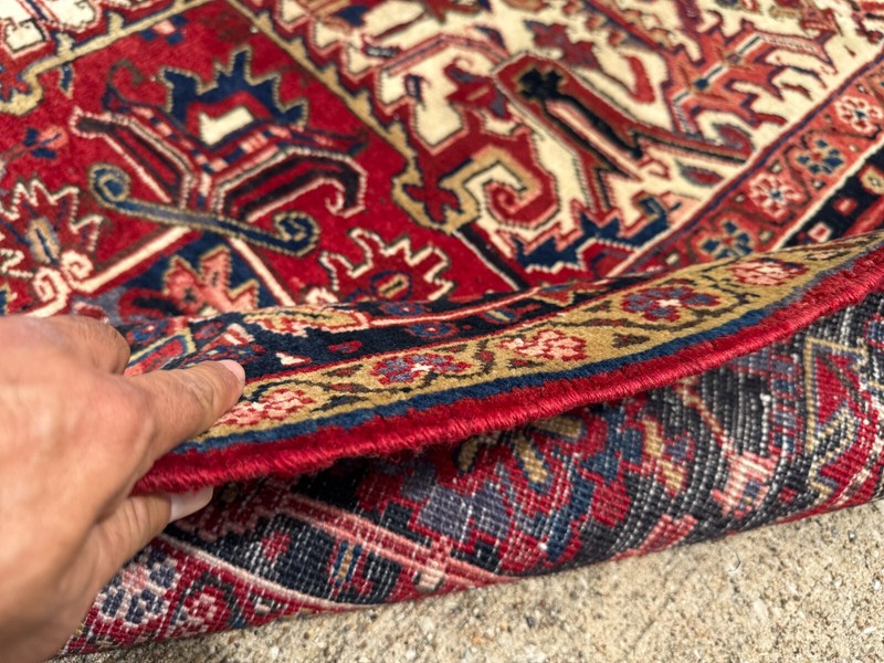 9x12 VINTAGE HERIZ RUG handmade wool oriental HAND-KNOTTED ANTIQUE geometric big gallery