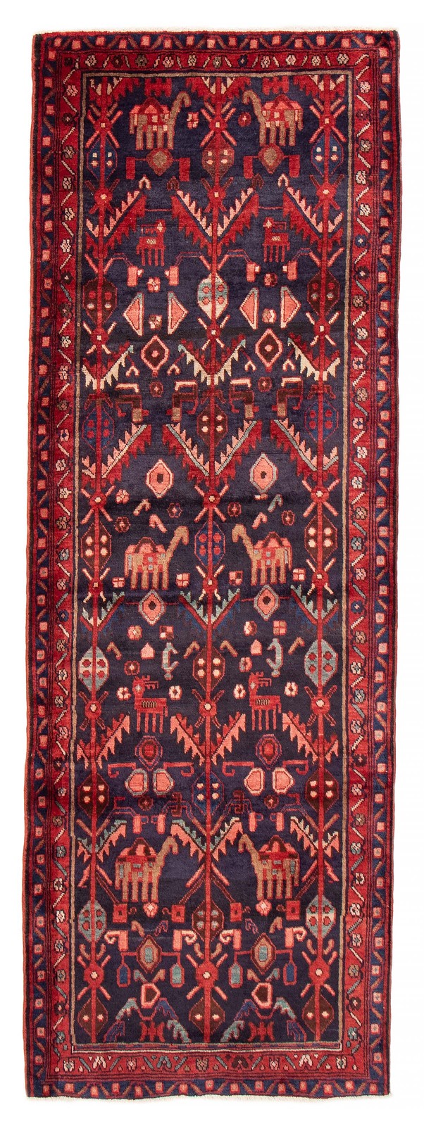 3'8" x 10'0" Vintage Hand-knotted Runner Rug Traditional Oriental Wool Carpet gallery