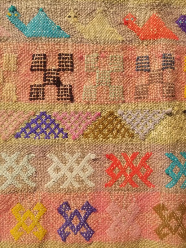 Distressed Vintage Traditional Handmade Moroccan Wool Beige Kilim 4.7x3.4ft gallery