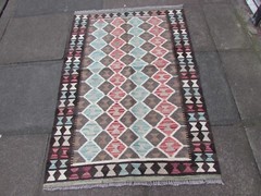 Vintage Traditional Hand Made Oriental Wool Blue Small Kilim 149x97cm