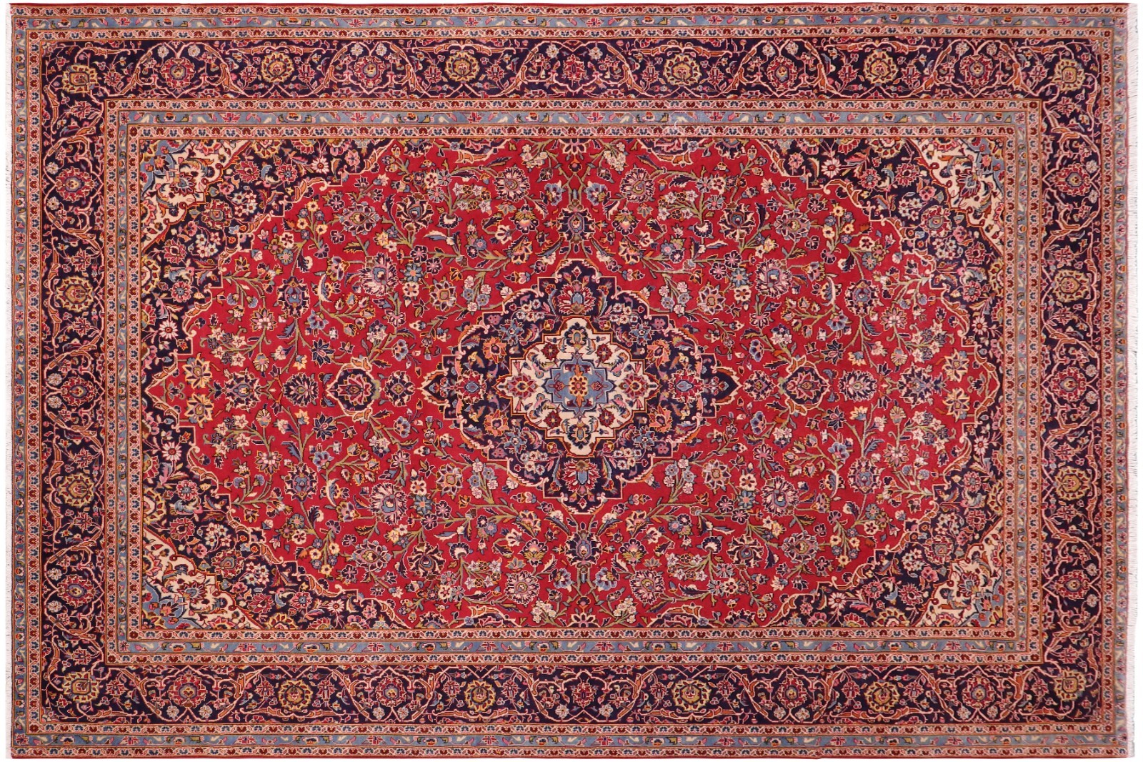 9'11" x 13' Hand-Knotted Persian Style Wool Area Rug - Red-Medallion gallery
