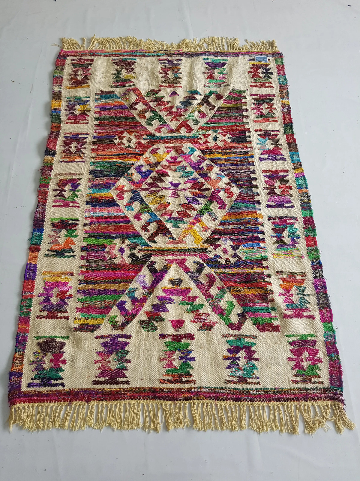 Vintage Handmade Traditional Geometric Multicolor Kilim Rug Carpet 176x124cm gallery