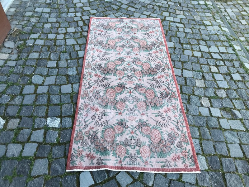 Home Decor Rug, Turkish Vintage Rug, Boho Decor Rug, Oushak Rug, 3,1 x 6,7 ft gallery