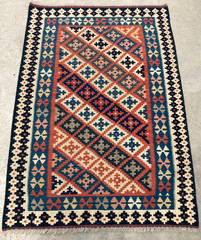 Vintage Traditional Handmade Kazak Geometric Kilim Floor Rug Carpet 156×112 cm