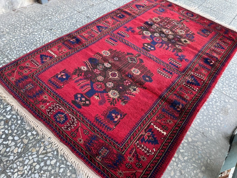 Antique Afghan Hand Knotted 3x5 Ft Wool Rug Traditional Turkmen Oriental Carpet gallery
